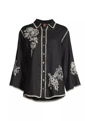 Johnny Was Addison Embroidered Linen Shirt