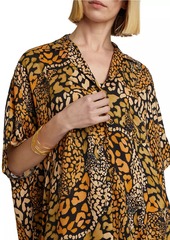 Johnny Was Afeni Leopard Oversized Button-Front Shirt