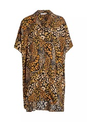 Johnny Was Afeni Leopard Oversized Button-Front Shirt