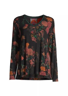 Johnny Was Amapola Floral Long-Sleeve Swing T-Shirt