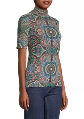 Johnny Was Ambrosia Embroidered Mesh Blouse