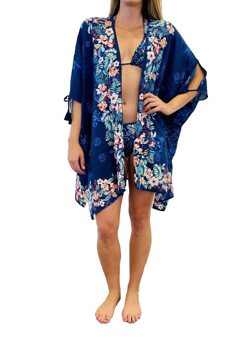 Johnny Was Annia Short Kimono In Blue Multi