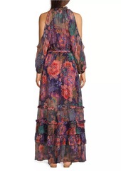 Johnny Was Ashlee Floral Silk Tiered Maxi Dress