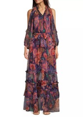 Johnny Was Ashlee Floral Silk Tiered Maxi Dress