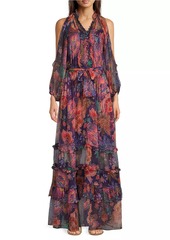 Johnny Was Ashlee Floral Silk Tiered Maxi Dress