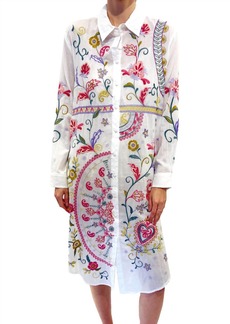 Johnny Was Ashlee Relaxed Shirt Dress In White Multi