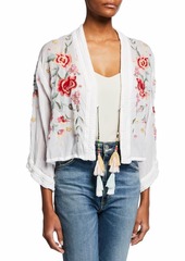 Johnny Was Aurora Cropped Floral Embroidered Kimono