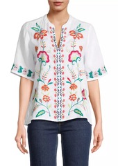 Johnny Was Averi Embroidered Linen Top