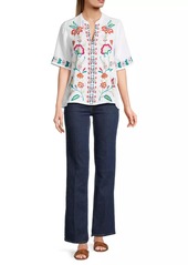 Johnny Was Averi Embroidered Linen Top