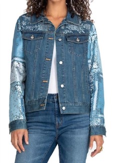 Johnny Was Bandana Patched Denim Jacket In Multi