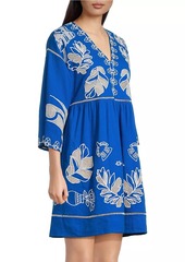 Johnny Was Barbara Embroidered Linen-Blend Minidress