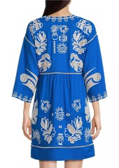 Johnny Was Barbara Embroidered Linen-Blend Minidress