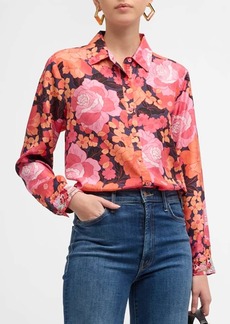 Johnny Was Becca Floral-Print Button-Down Silk Shirt