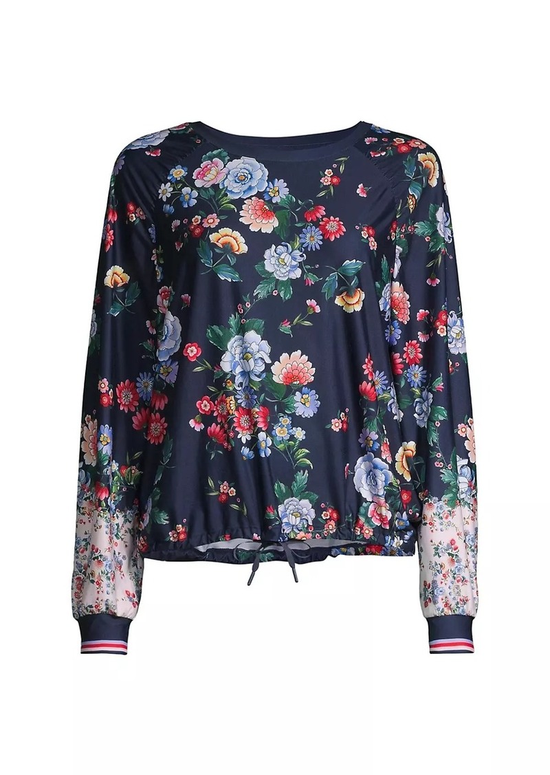 Johnny Was Bee Active Elsa Ruched Floral Long-Sleeve Top