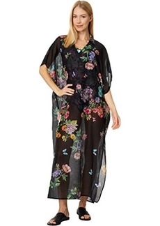 Johnny Was Black Butterfly Collared Kaftan