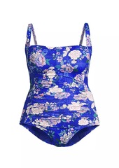 Johnny Was Blue Dove Ruched Swimsuit