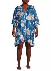 Johnny Was Blue Dove Ruffle Kimono-Inspired Robe