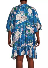 Johnny Was Blue Dove Ruffle Kimono-Inspired Robe