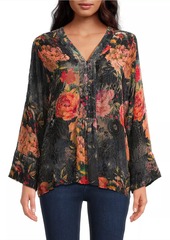 Johnny Was Botina Floral Burnout V-Neck Blouse