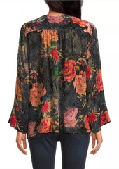 Johnny Was Botina Floral Burnout V-Neck Blouse