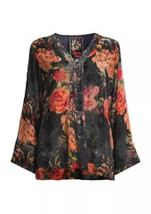 Johnny Was Botina Floral Burnout V-Neck Blouse