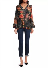 Johnny Was Botina Floral Burnout V-Neck Blouse