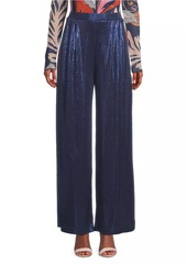 Johnny Was Bristol Metallic Knit Wide-Leg Pants