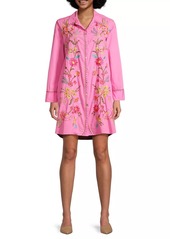Johnny Was Camellia Floral Embroidered Cotton Tunic Dress