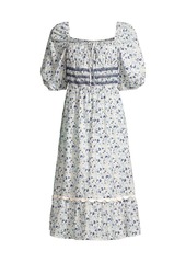 Johnny Was Camille Floral-Print Cotton Midi-Dress