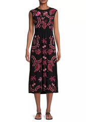 Johnny Was Cassia Tie-Back Midi-Dress