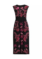 Johnny Was Cassia Tie-Back Midi-Dress