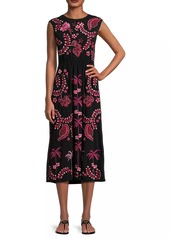 Johnny Was Cassia Tie-Back Midi-Dress