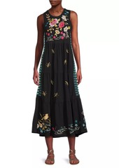 Johnny Was Celina Embroidered Tiered Midi Dress
