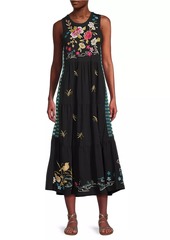 Johnny Was Celina Floral Cotton Tiered Maxi Dress