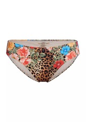 Johnny Was Cheetah & Floral-Print Bikini Bottom