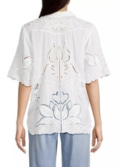 Johnny Was Chryssie Embroidered Short-Sleeve Blouse