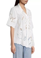 Johnny Was Chryssie Embroidered Short-Sleeve Blouse