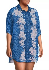 Johnny Was Clio Floral Cotton & Silk Mini Shirtdress