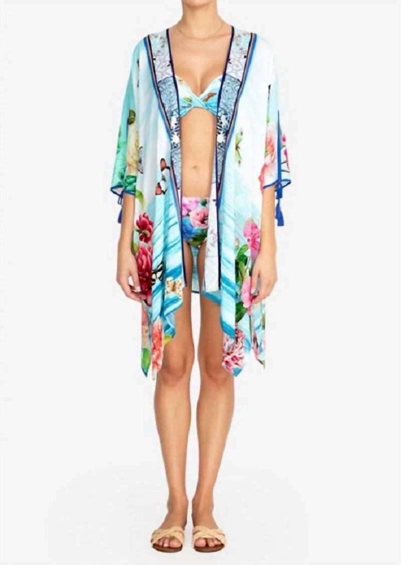 Johnny Was Costa Azul Short Kimono Cover Up In Multi