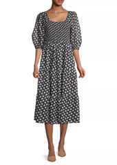 Johnny Was Couple Of Hearts Cotton-Blend Midi-Dress