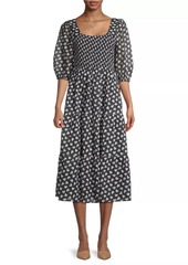 Johnny Was Couple Of Hearts Cotton-Blend Midi-Dress