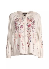 Johnny Was Curaçao Embroidered Poet Blouse