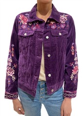 Johnny Was Curacao Cotton Velvet Jacket In Grape Royal