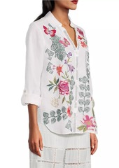 Johnny Was Dacie Embroidered Linen Shirt