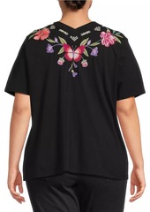 Johnny Was Dacie Floral-Embroidered Henley Top