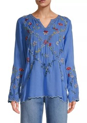 Johnny Was Daisy Petal Embroidered Blouse