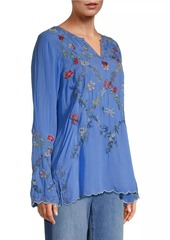 Johnny Was Daisy Petal Embroidered Blouse