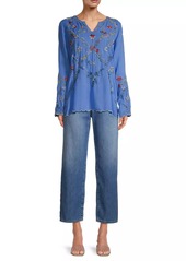 Johnny Was Daisy Petal Embroidered Blouse