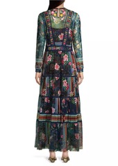 Johnny Was Dayana Embroidered Floral Mesh Dress
