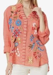 Johnny Was Dionne Relaxed Shirt In Living Coral